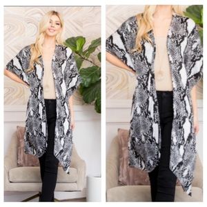 Sexy Snakeskin Animal Print Kimono Wrap Arms Robe Swim Coverup O/S S-2XL
